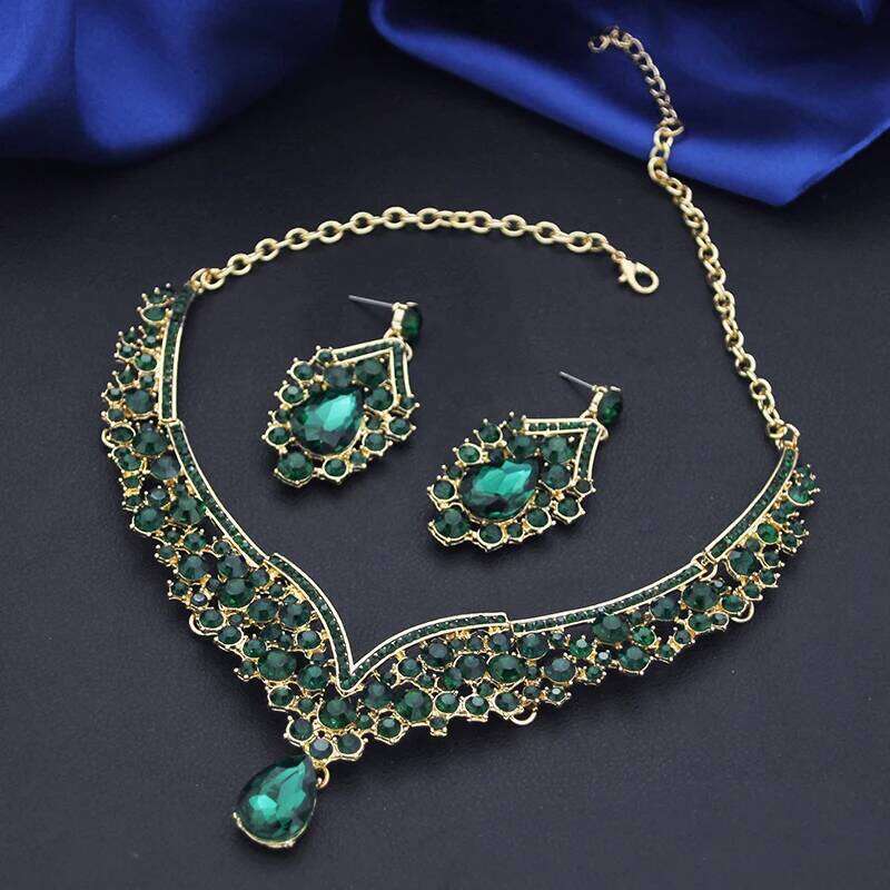 Wholesale Dangle Earrings and Choker Necklace for Women Bridal Set Colorful Dubai Jewelry Sets Fashion Z260313