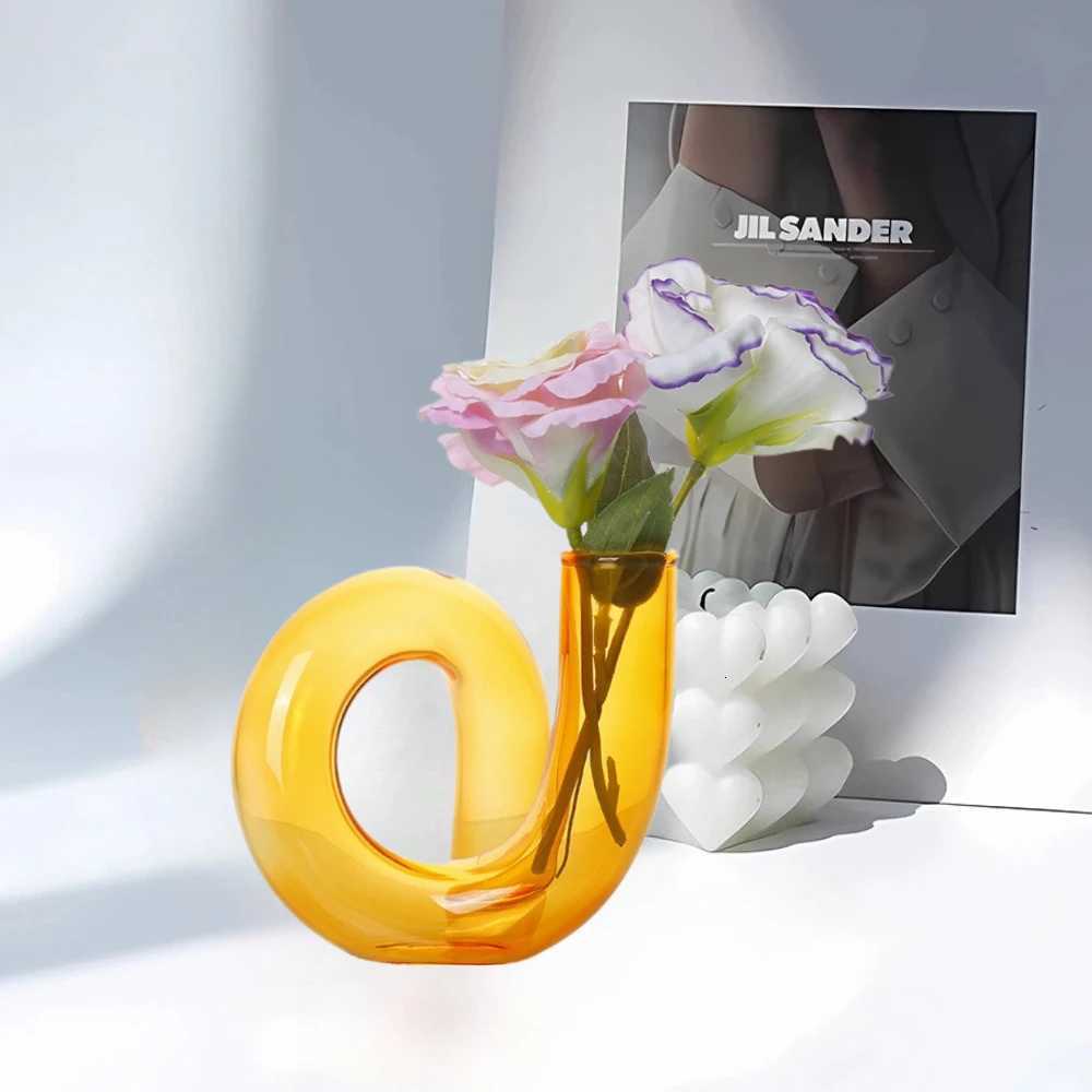 Creative Colored Alien Glass Vase Hydroponic Plant Arrangement Transparent Vase Wedding Table Decorative Living Room Decor Y260314