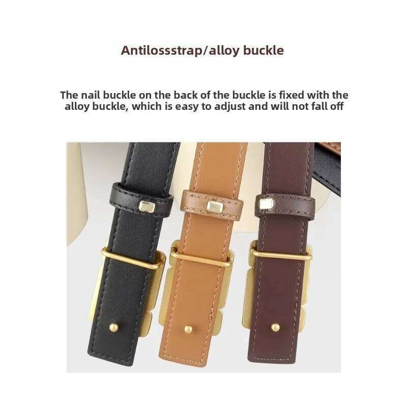 Women's Korean Style Genuine Leather Cummerbunds Female Dress Corsets Waistband Belts with Gold Buckle Decoration Narrow Belt Z260226