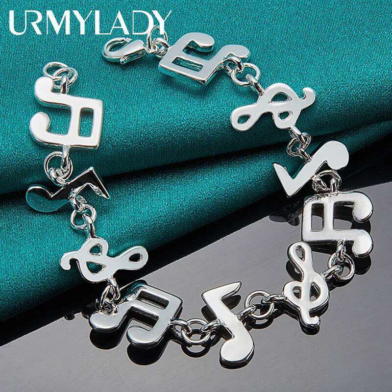 URMYLADY Fine 925 Sterling Silver Music Chain Bracelet For Women Wedding Engagement Party Fashion Charm Jewelry Z260313