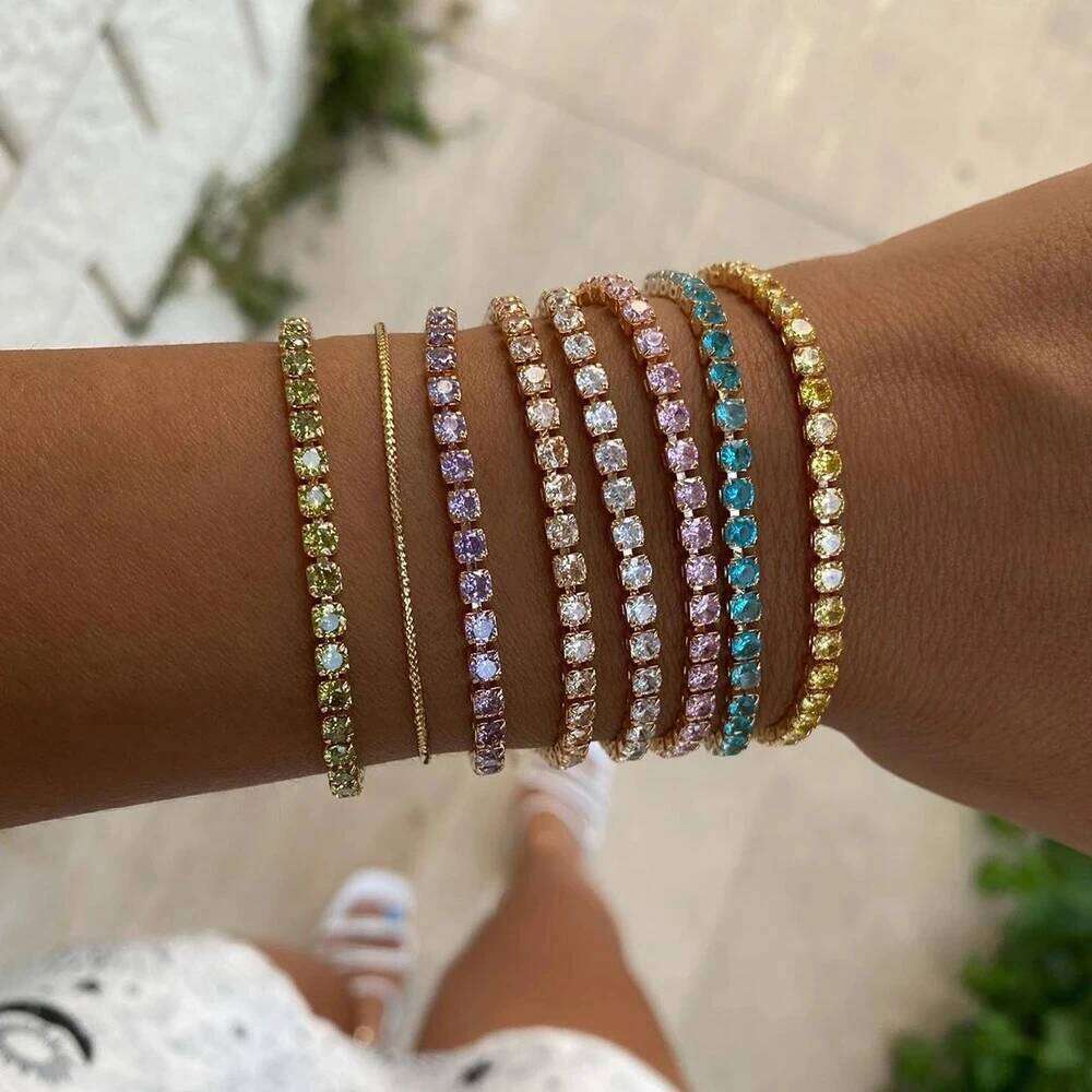 Colorful Birthstone Tennis for Women Adjustable Multicolor CZ Crystal Wedding Birthday Gifts Bracelet on Hand Jewelry Z260313
