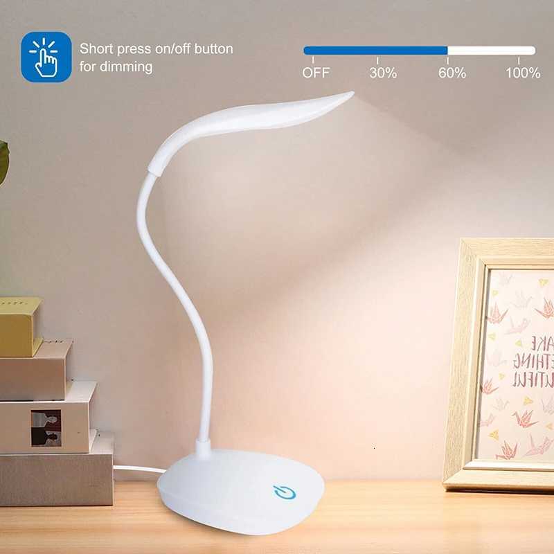 LED Desk Lamp Eye Protection Night Light Touch Dimmable Reading Lamp USB Plug For Office Desk Student Dormitory Bedroom Reading Y260314