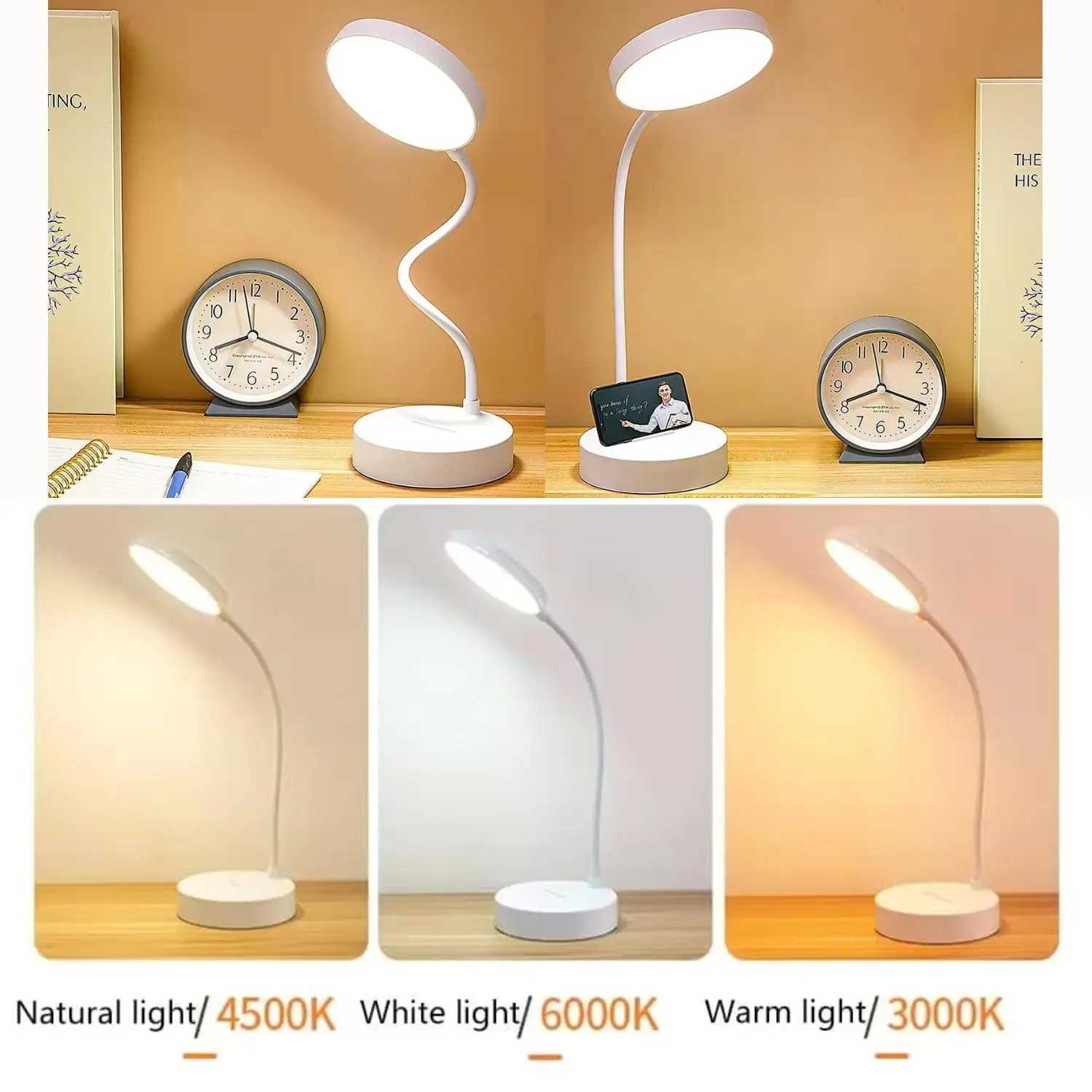 LED Desk Lamp Portable Table Light USB Charging 3 Brightness Eye Protection Touch Control Adjustable Gooseneck for Bedroom Y260314