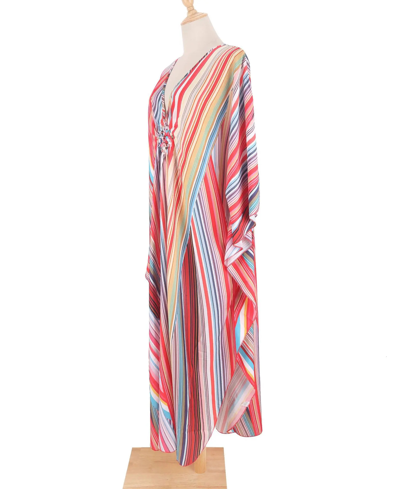 Beach Maxi Dress Plus Size Swimsuit Cover Up Women Ethnic Print Kaftan Holiday Outfits Bathing Suit Cardigan Kimono Femme 260302
