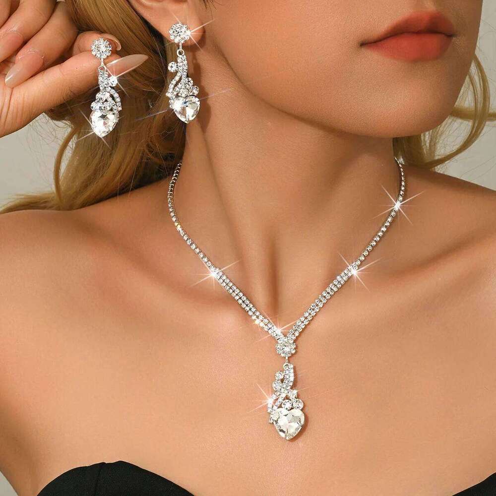 New Fashion Best Selling Full Diamond Luxury Necklace Earrings Jewelry Set Wedding Dinner Accessories Z260313
