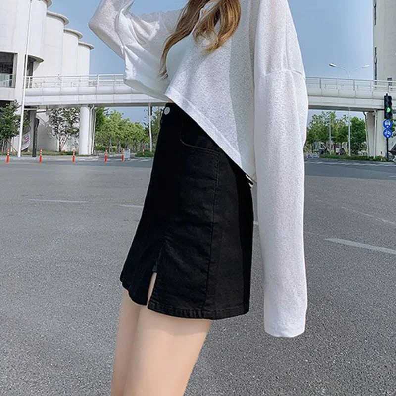 Summer Classic Fashion Women High Waist Denim Skirt s Slim Fit Thin Mini Dress Lady Korean Casual A-Line Short Skirt M260314