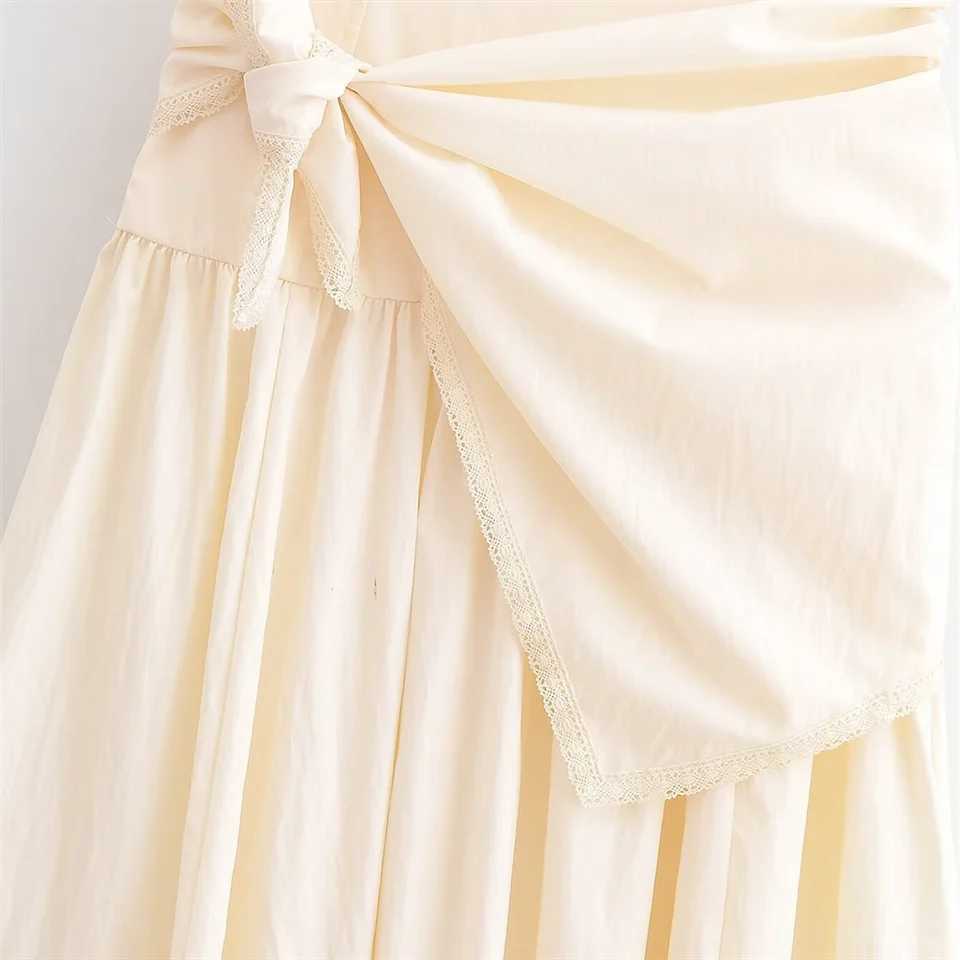 2026 new womens fashion spicy style high waisted A-line lace scarf decoration mid lengTH skirt M260314