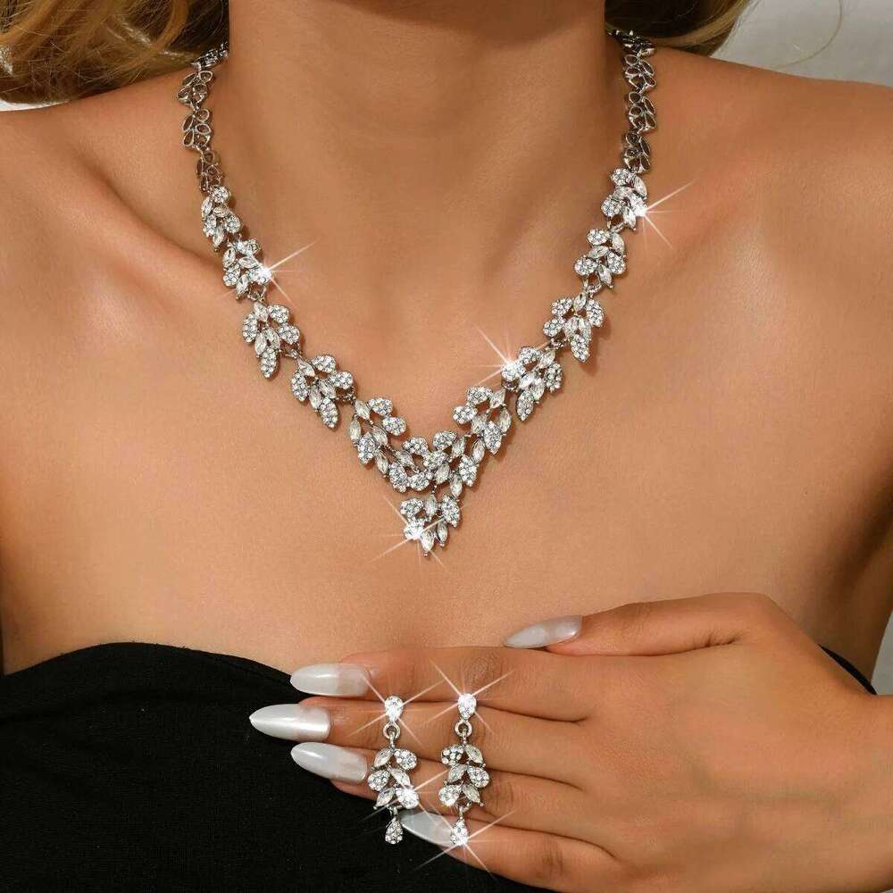 Cross border alloy necklace earring set, bride's wedding banquet dress, paired with women's jewelry Z260313