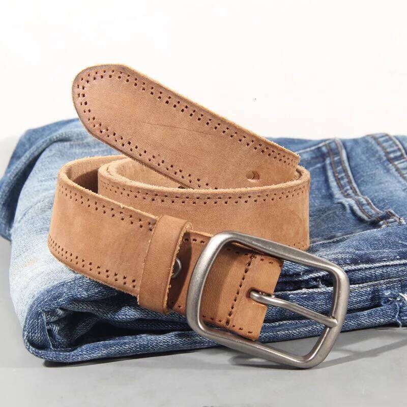 Vintage 100% Genuine leather Men High Quality Natural Cow Leather Men's Belt Male Strap for jeans or pants Z260226