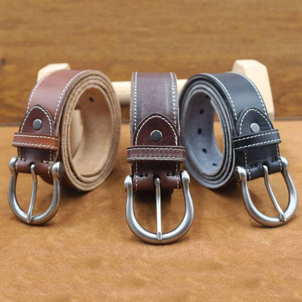 Men's male genuine strap brown cow leather belt for men pin buckle vintage jeans cintos masculinos Z260226
