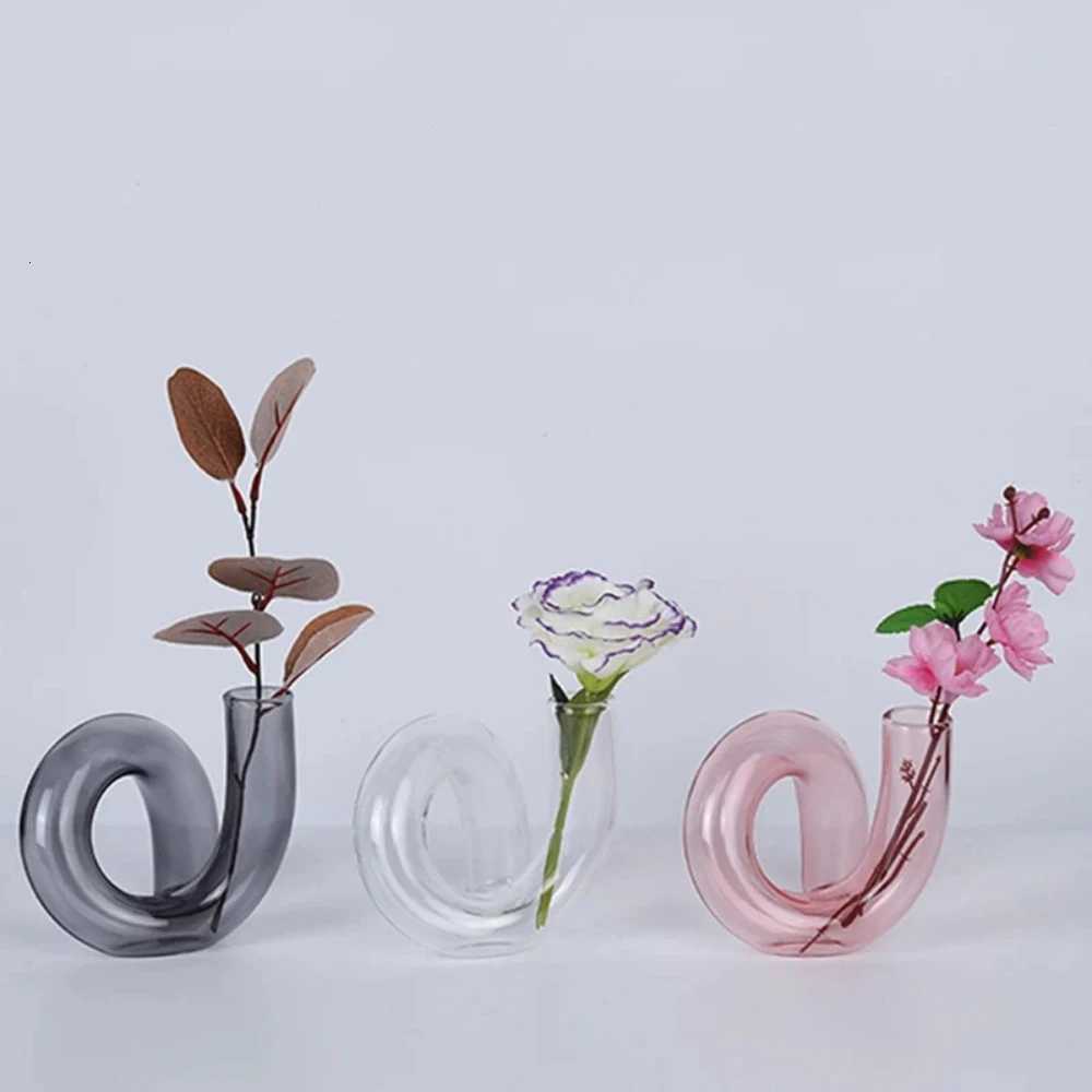 Creative Colored Alien Glass Vase Hydroponic Plant Arrangement Transparent Vase Wedding Table Decorative Living Room Decor Y260314