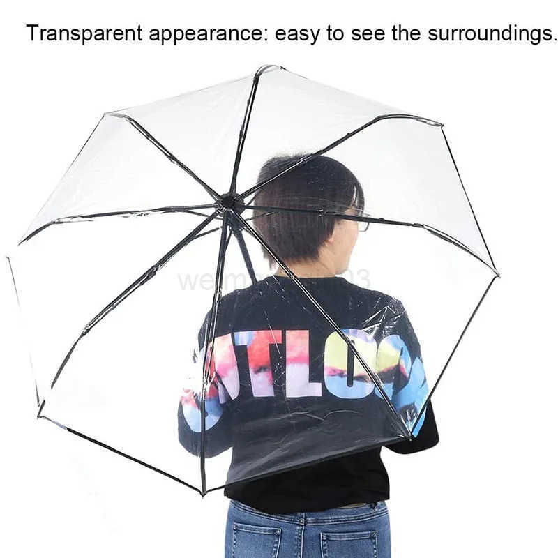 Transparent Folding Automatic Umbrella Men Ripple Edge Black Business Rain Umbrella Summer Women Sun Windproof Parasol H260314