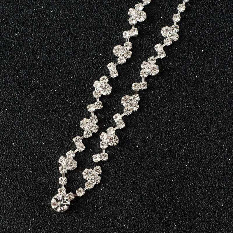 1Set Light Luxury Silver Bridesmaid Crystal Necklace Earrings Set Wedding Bridal Jewelry Jewellery Z260313