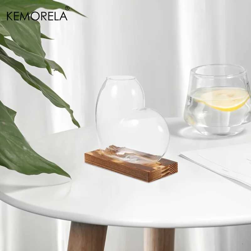 1/2PCS Love Hydroponic Vase Green Plant Transparent Wooden Container Seedling Indoor Desktop Water Bottle for Home Garden Y260314