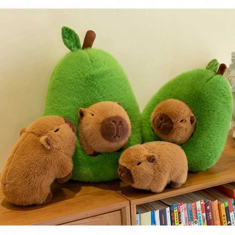 Capybara Avocado Plush Toy Doll Capibala Sleeping Pillow Large Plushie Birthday Gift Kawaii Creative Fruit Rag Doll Cushion Y260314