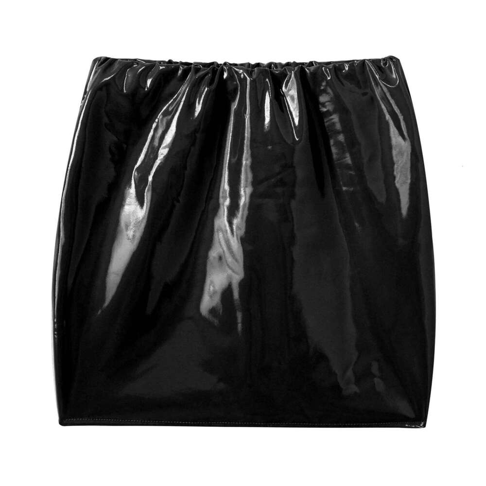 Womens Shiny Metallic Faux Leather Mini Skirt Latex Vinyl Elastic Waistband Micro Skirts Stretchy Bodycon Clubwear Z260314
