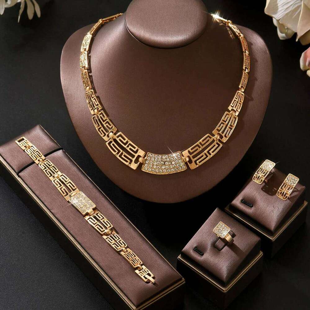 Cross border e-commerce Europe and America high-end atmospheric necklace earrings bracelet ring set Z260313