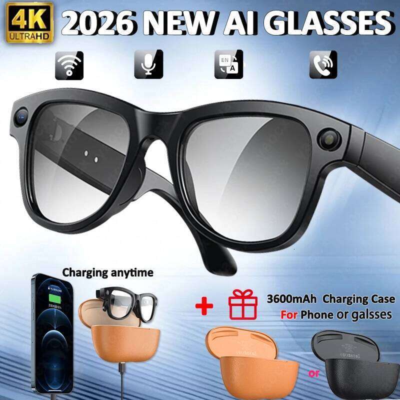 4K HD AI Chat GPT 800Mp Camera Bluetooth Call 290Mah Battery 32Gb Voice Assistant Control Smart Glasses 2026