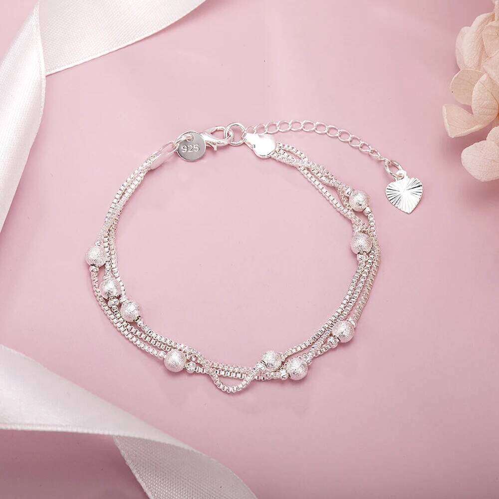 Hot sale 925 sterling Silver Geometry beads Chain Bracelet for Women Fashion Wedding Fine Jewelry Christmas Gift 8inches Z260313