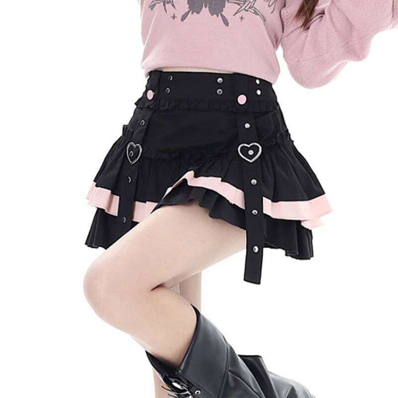 Japan Lolita Mini Skirt Hotsweet Kawaii Bandage Patchwork Cake Summer All Match Streetwear Chic A Line Exquisite Skirts Z260314