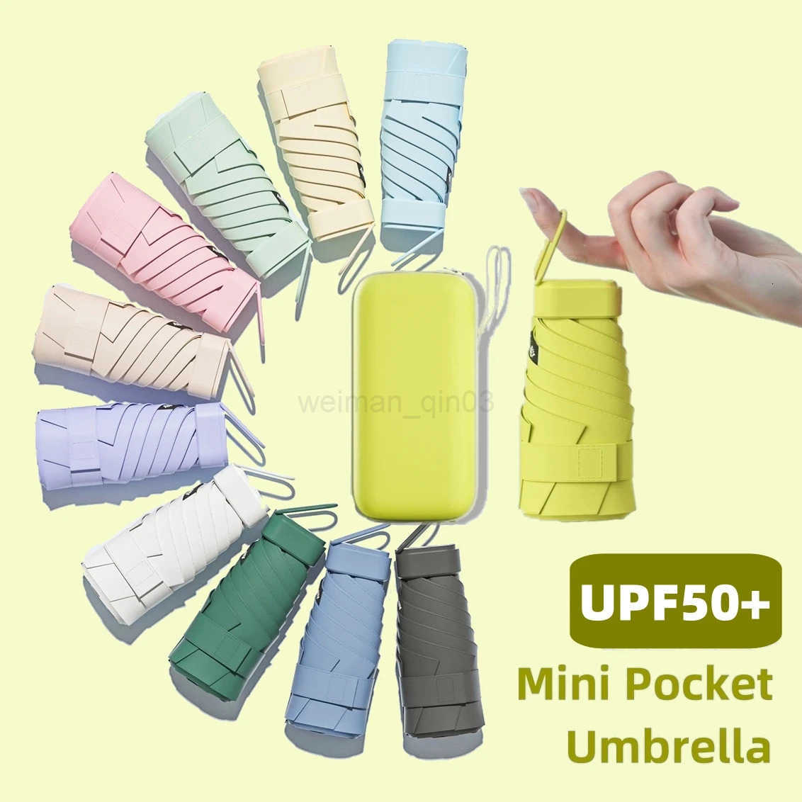 UPF50 Mini Folding Umbrella Vinyl Small Sun Shade Umbrella Pocket Rain Travel Umbrella Ultraviolet Protection Capsule Parasol H260314