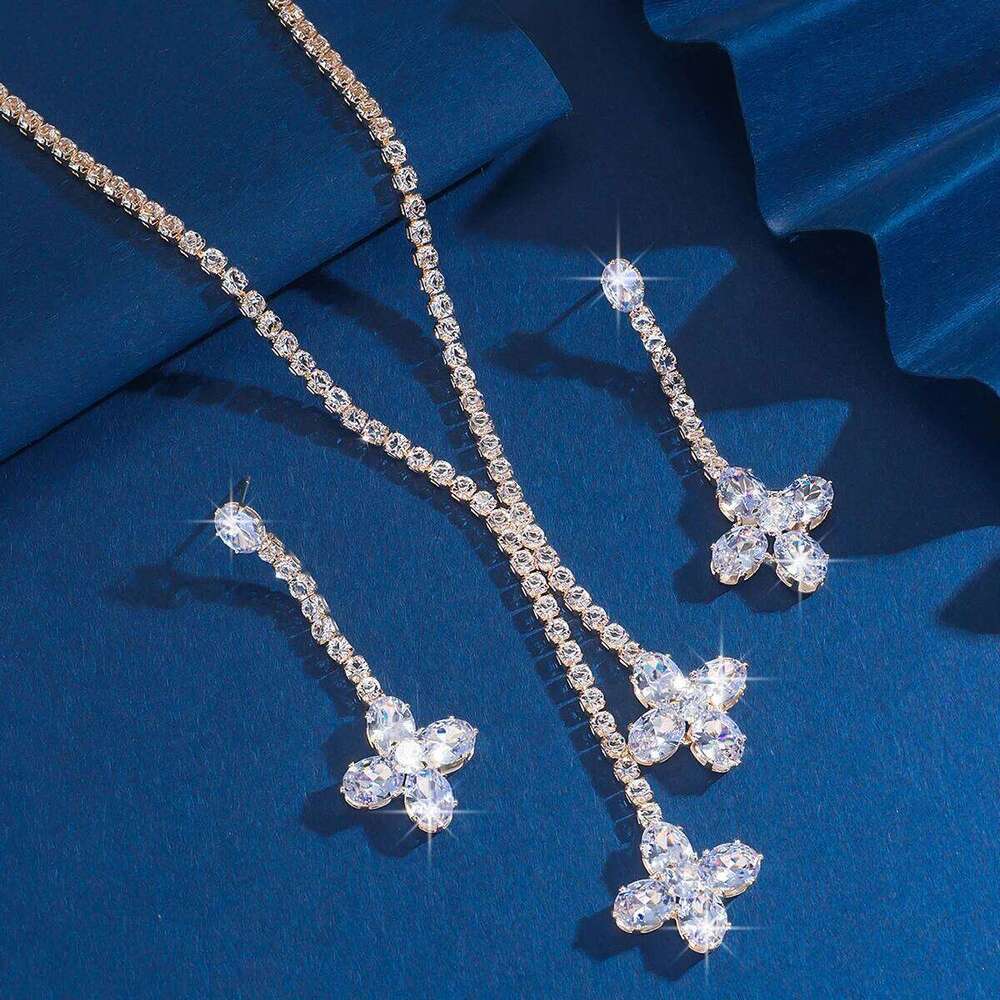 3PC Women's Fashion Four Leaf Flower Series Necklace, Earrings, Jewelry Set Suitable for Wedding, Party, Festival Gifts-8525 Z260313