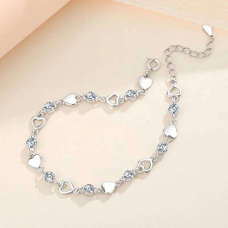 925 Sterling Silver Hollow Heart Zircon Bracelets For Women Korean Sweet Sparkling Adjustable Chain Bracelet Fashion Jewelry Z260313