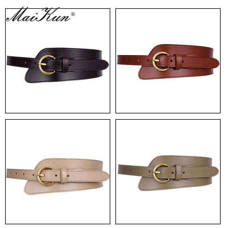 Maikun Genuine Leather Wide Women's Belt For Coat Decorative Sweater With Jeans Dress Suit Waist All-Match Girdle Z260226