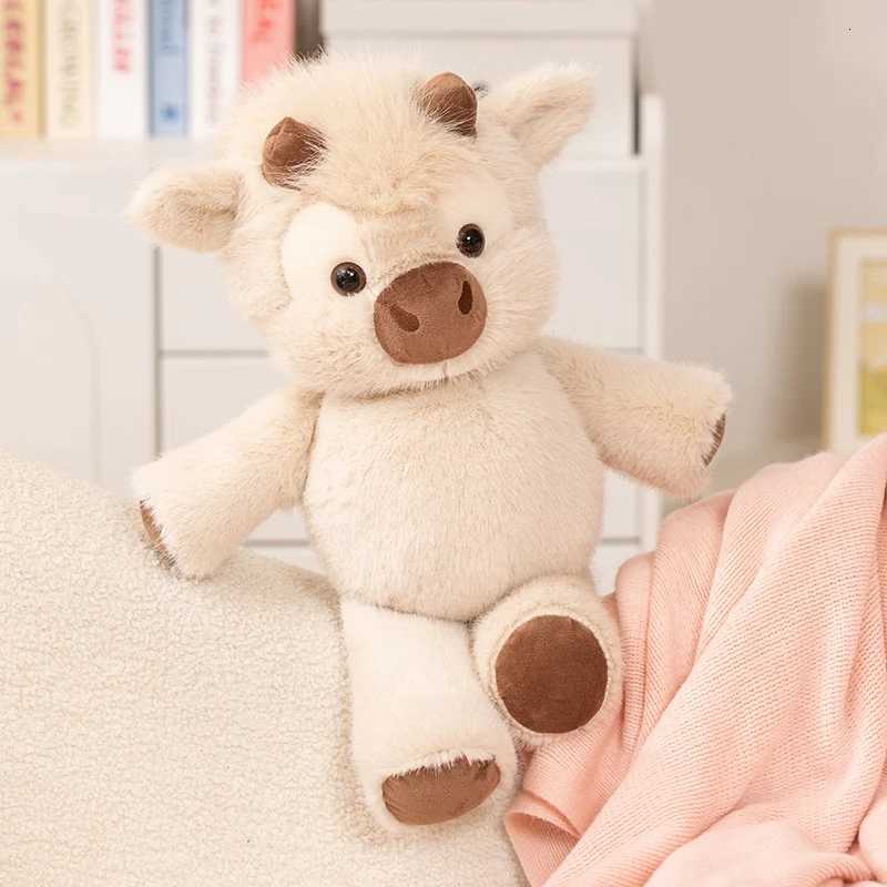 Kawaii Cartoon Highland Cattle Plush Toys Soft Fluffy Hugging Animal Doll Lovely Children Companion Doll Funny Room Decor Y260314
