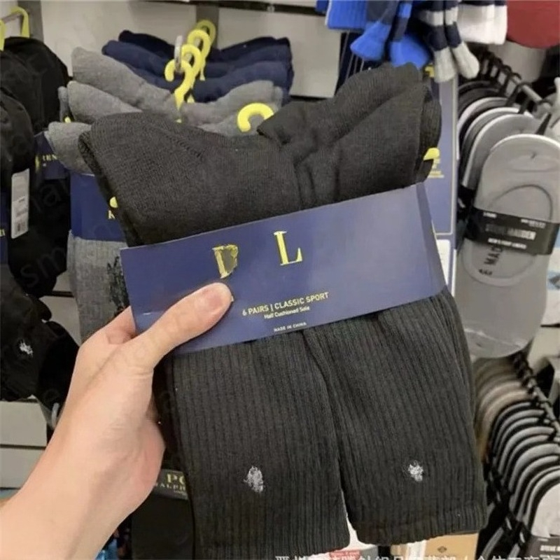 Mens designer socks stockings grip socks motion cotton Polo Embroidery solid color classic ankle breathable black white basketball football sports sock
