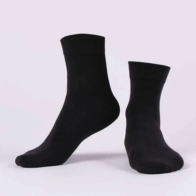 5Pairs/Lot Solid Color Cotton Black Business Soft Breathable High Elastic Men's Mid-tube Socks Large Size EU48 Z260314
