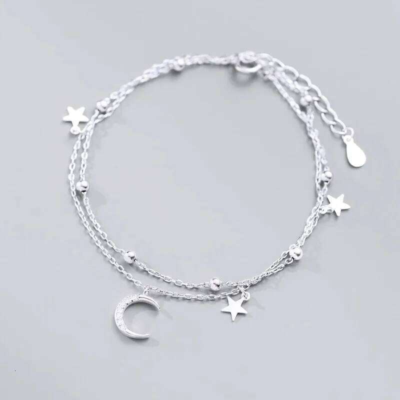 Sparking 925 Sterling Silver Star Moon For Women Girls Vintage Korean Crystal Bracelets Party Charm Jewelry Gifts Z260313