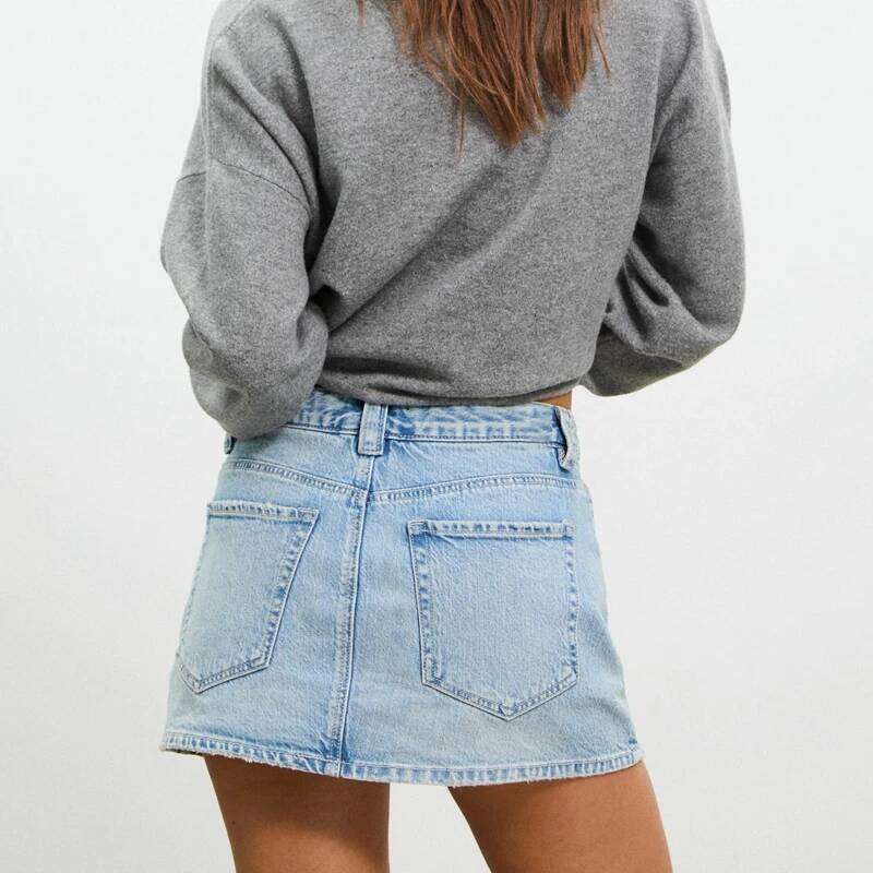 Combhasaki Womens Y2k Vintage Retro Denim Mini Skorts with Pockets Casual Stylish Button Mid Rise A-Line Jean Skirts for Summer Z260314