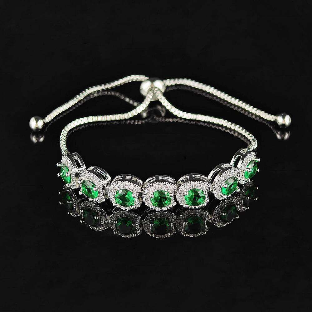 Luxury Green Pink Rose Gold Silver Color CZ Bracelet Bangle for Wedding Women on Hand Gift Jewelry Wholesale Bulk S5243bb Z260313