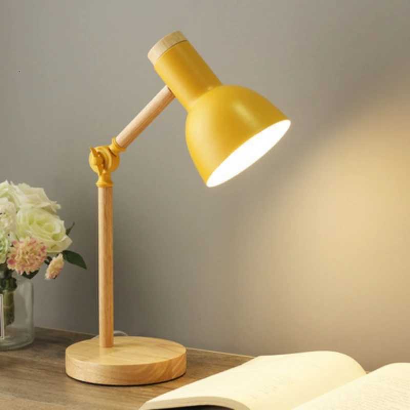 Nordic eye protection table lamp dormitory desk student dormitory simple bedroom bedside lamp macaron wood table lamp Y260314
