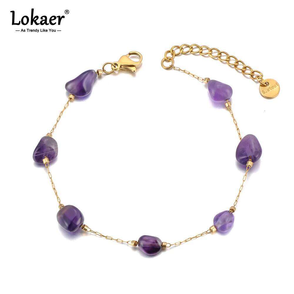 Lokaer Colorful Natural Stone Beads Chain Bracelet for Women Trendy Bohemia Stainless Steel Handmade Jewelry tiki B24106 Z260313