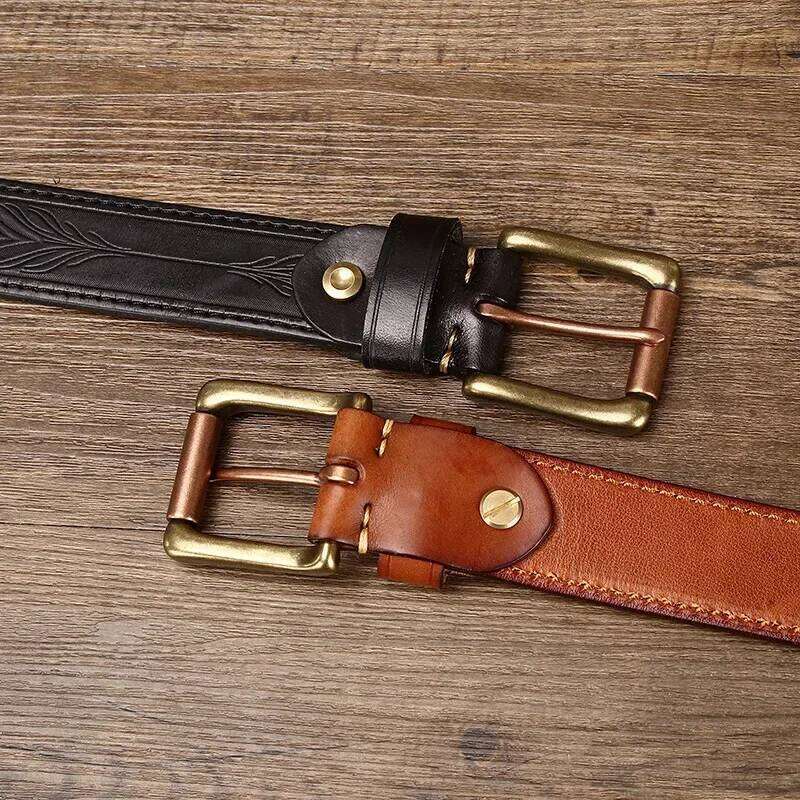 3.8CM Pure Cowhide High Quality Genuine Leather Belts for Men Brand Strap Male Brass Buckle Engrosar Jeans Cowboy Cintos Luxury Z260226