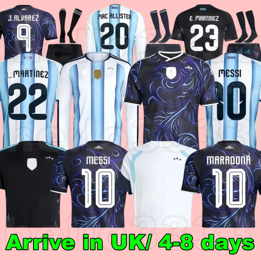 2026 Argentina Soccer Jerseys 3 Star MESSIS 26 27 Fans Player MAC ALLISTER MARADONA MARTINEZ DE PAUL Football Shirt Men Kids Kit uniform Goalkeeper long sleeves sets