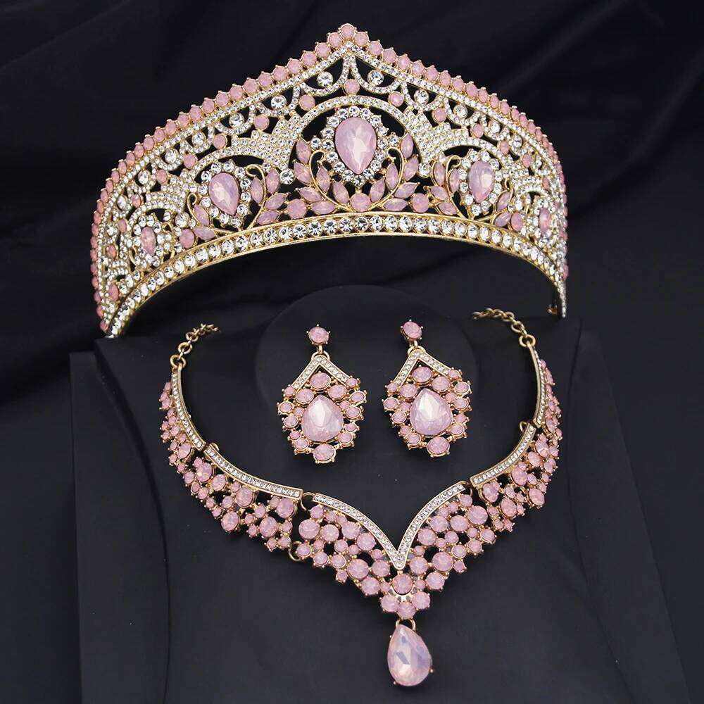 Princess Bride Crown Sets for Women Tiaras and Necklace Earrings Set Prom Bridal Wedding Birthday Jewelry Accessory Z260313