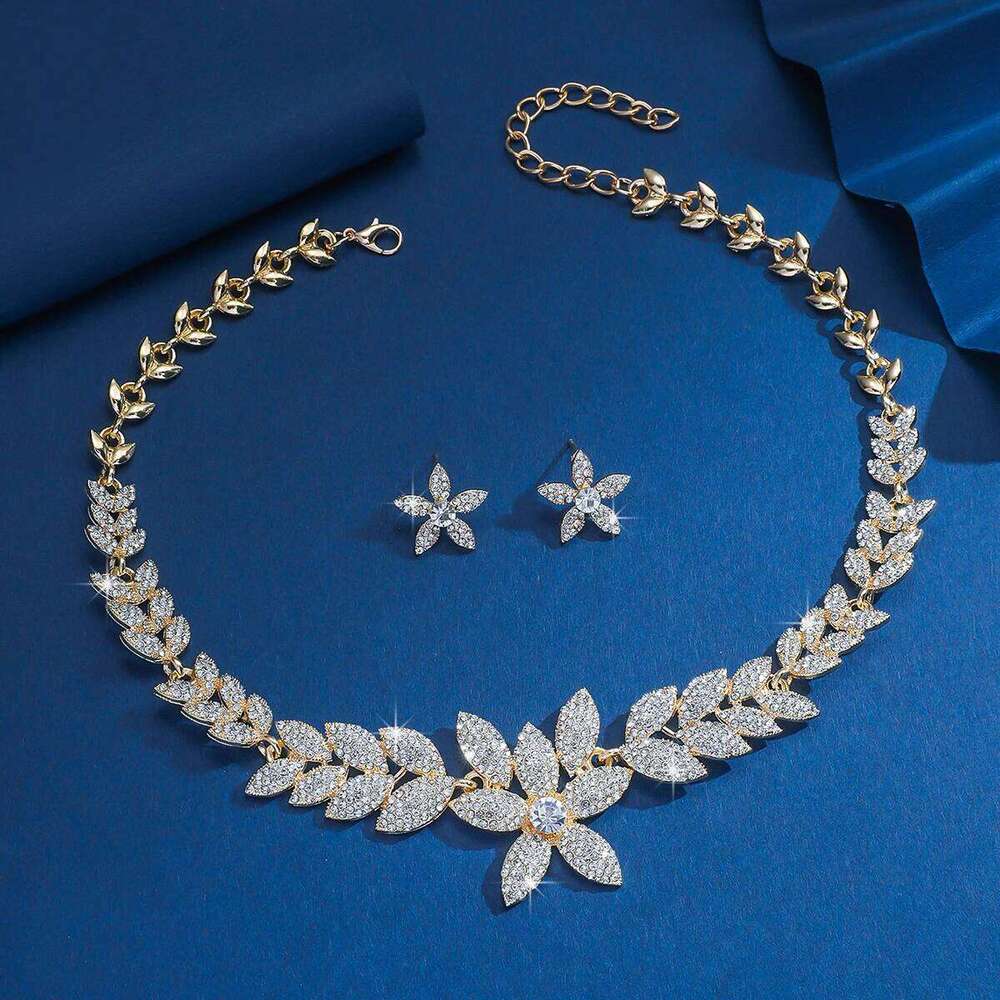3PC Women's Fashion Flower Necklace Earrings Jewelry Set Elegant High end Design, Suitable for Party and Festival Gift-8495 Z260313