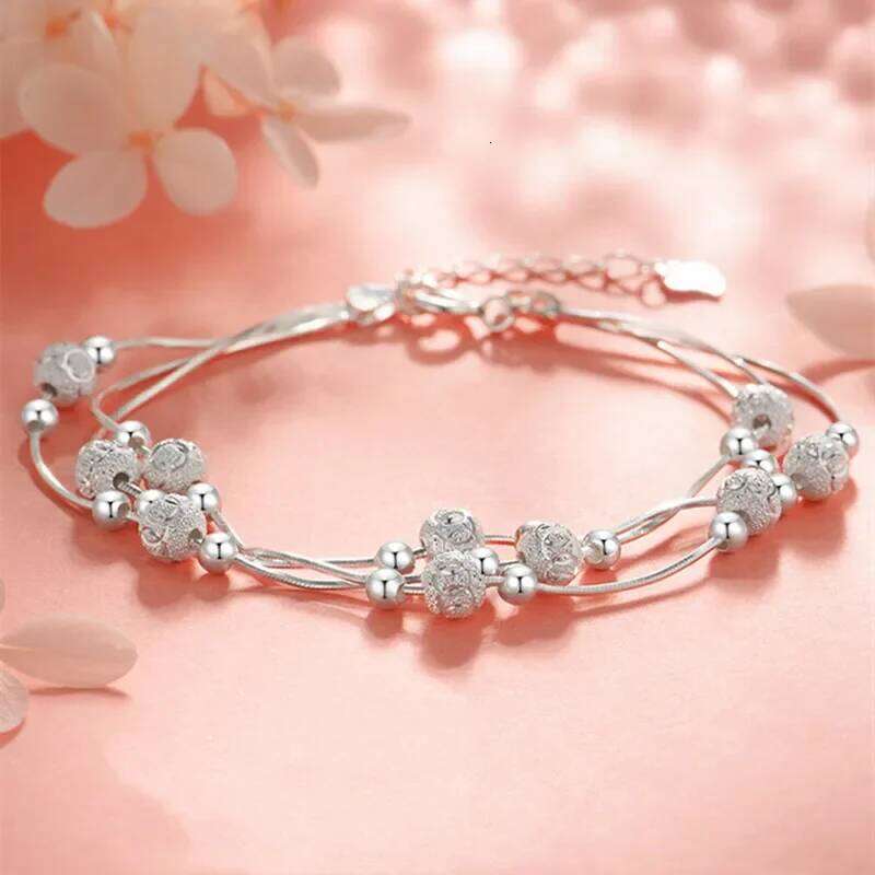 925 Sterling Silver Bracelet Woman Vintage Luxury Adjustable Bead Bracelets Fashion Original Jewelry Party Wedding Gift Z260313