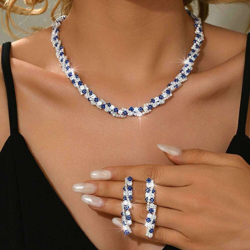 Ins Premium Fresh Shining Necklace Earrings Bracelet Ring Four Piece Set with Versatile Daily Outfit Z260313