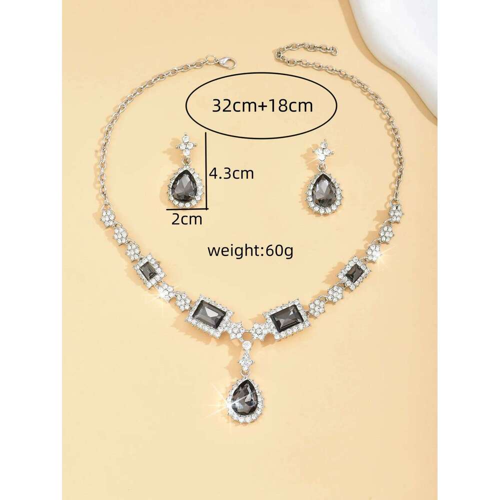 Ladies' fashionable design, geometric necklace, earrings, jewelry set suitable for weddings, gatherings, holidays, gifts Z260313