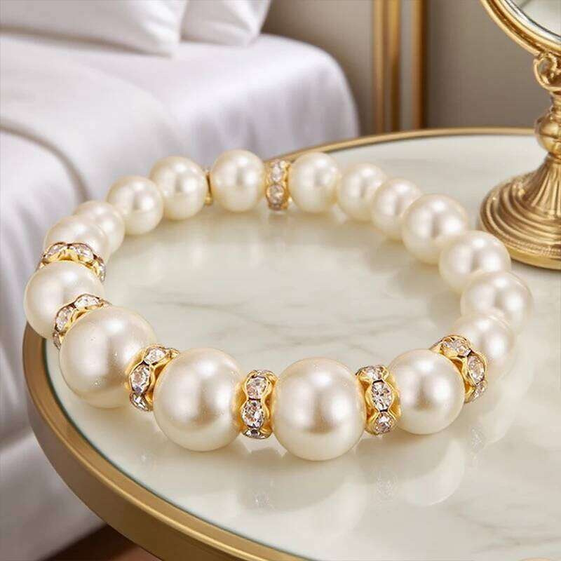 3in1 Set Elegant Simulated Pearl Earrings Bracelet Long Necklace Women Bridal Wedding Jewelry Gift Z260313