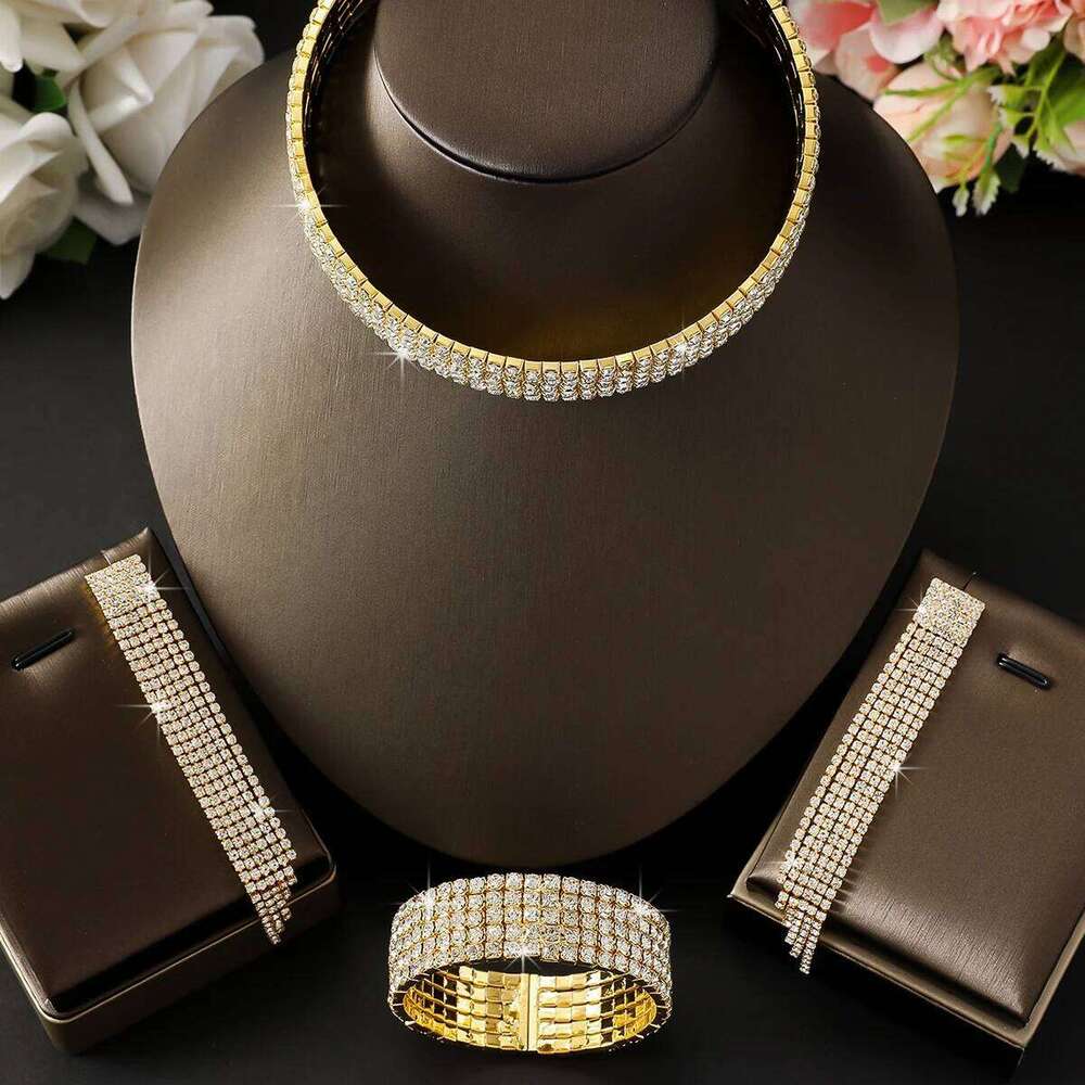 Women's Fashion Simple Tassel Necklace Earrings Bracelet Jewelry Set Light Luxury Style Head Accessories Women Z260313