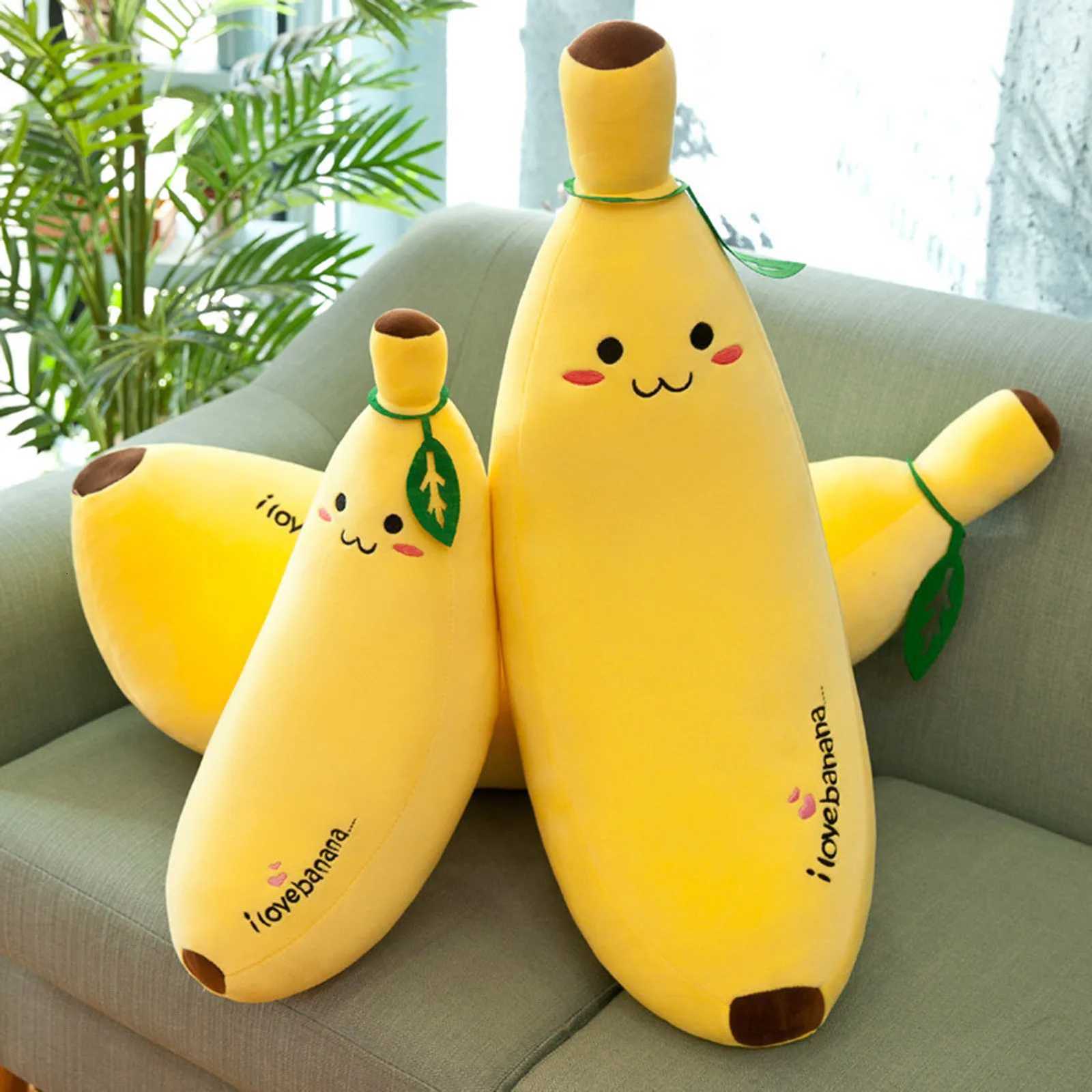 Fruit Soft Plushies Pillow Large Realistic Banana Pillow With Stretch Crystal Cotton Plush New Year Valentines Day Gift Cushion Y260314