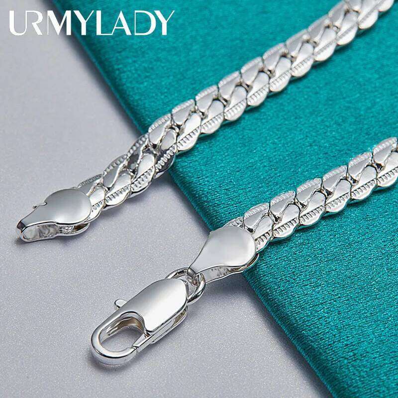 URMYLADY 925 Sterling Silver 6mm Side Charm Chain Bracelet Wedding Engagement Celebration Party For Women Man Fashion Jewelry Z260313