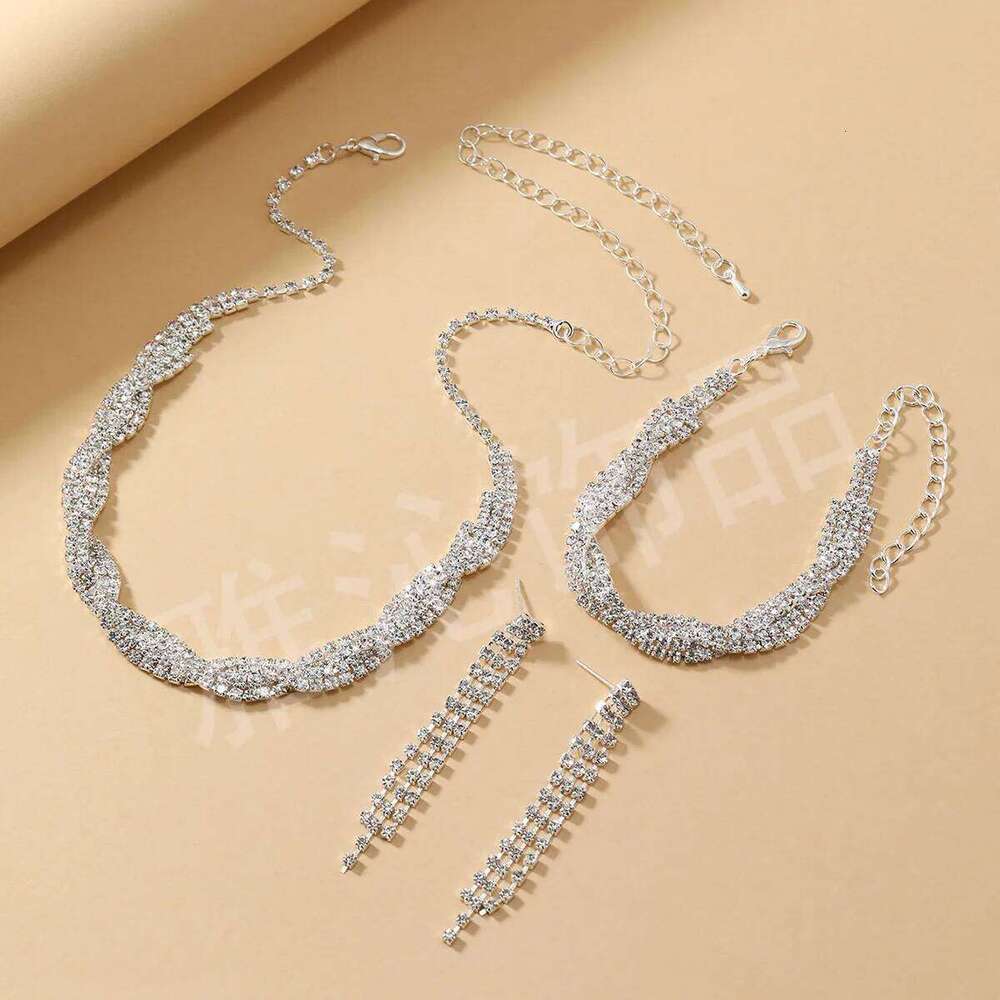 4PC Women's Fashion Trend Copper Claw Chain Tassel Necklace Earrings Bracelet Jewelry Set Wedding Banquet Party Festival Gift Z260313