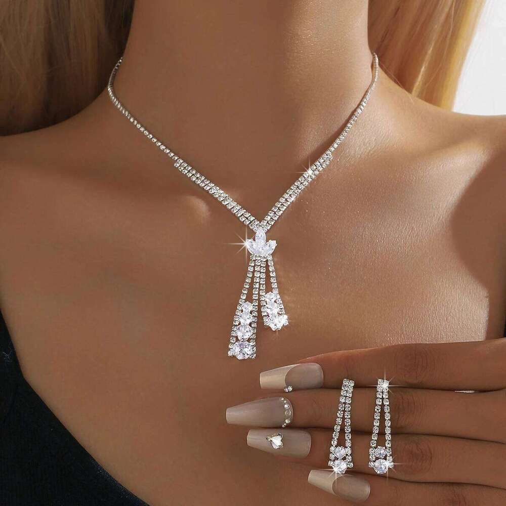 3PC Women's Fashion Design Lotus Geometric Necklace Earrings Jewelry Set Suitable for Wedding Parties and Festival Gifts Z260313