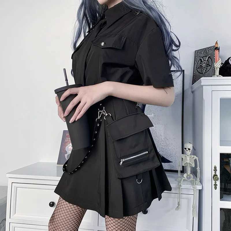 High Waist Black Skirts Harajuku Punk Gothic Women Sexy Patchwork Bandage Mini Female Streetwear Black Skirt M260314